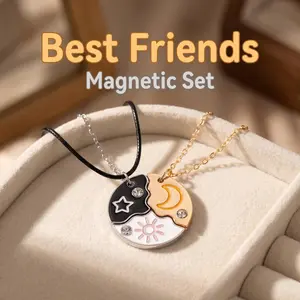 Class of 2026 Trio Gift  Sun Moon Star Magnetic Bestie Necklaces，No Bestie Left Behind  3-Piece Magnetic Puzzle Friendship Necklace Set