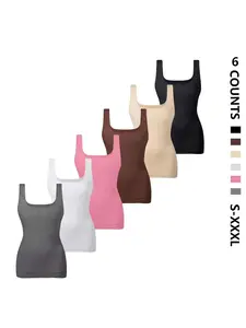 Women's Seamless Waist Shaping Top Shapewear, Square Neck Long Backless Underwear Vest, Slimming Abdominal Control Shirt, Cross-Border Bestseller