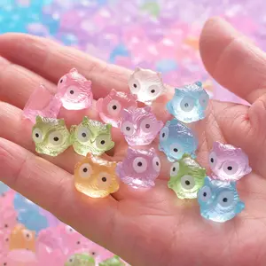 10/30/50Pcs Mini Resin Luminous Owl Cute Animal Design Glow in The Dark Tiny Figures Luminous Mini Fairy Garden DIY Birthday Party Ornament Accessories Charms Party Favors