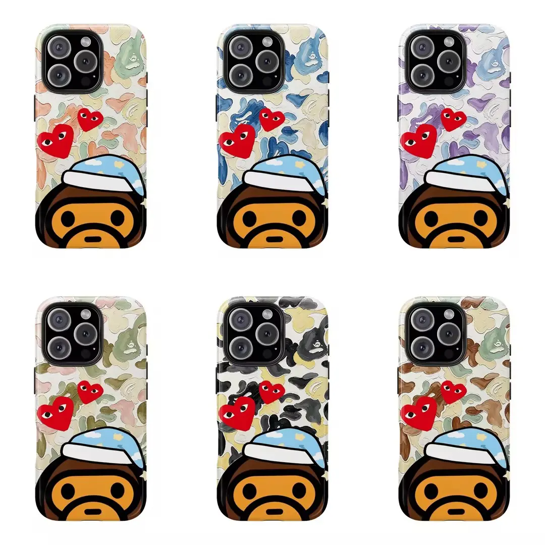 oil painting style Bape Protective Camo Streetwear Phone Case Suitable for iPhone 17/16/15/14/13/12/11 Pro Max/Plus Impact Resistant Hard Case with Impact Dispersion Technology & Flexible Rubber Liner Glossy Finish UV Protected 2-Piece Design