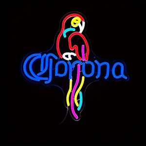 Beer Neon Sign Parrot Neon Lights for Bar Decor, Acrylic Wall Signd Light Bar LED Neon Sign USB Powered Light Up Signs Man Cave Home Pub Beer Gift Neon Lamp