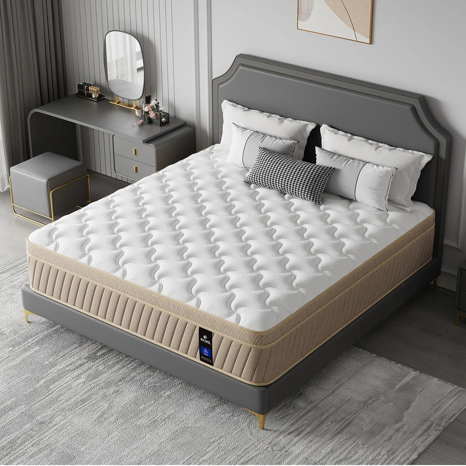 【EVLWZL】10/12 Inch Twin, Full, Queen, King Mattress Memory Foam And Spring, Hybrid MattressMedium Firmness, Lumbar Support, For Home Rooms Hotels, Boxed Halloween ChristmasGift queen size mattress, Queen Size Mattresses
