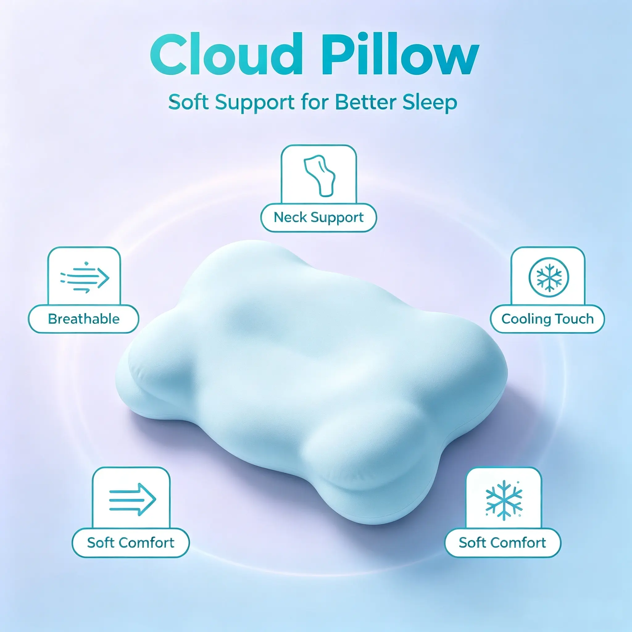 Cloud Extra(23.6" x 15.7")-Thick Memory Foam Cervical Pillow - Dual-Height Ergonomic Contoured Neck Support Pillow with Washable Cooling Cover for Home/Travel, Cervical Relief & Sleep Recovery (Suitable for Side, Back Sleepers), Pillows, Contoured Shape