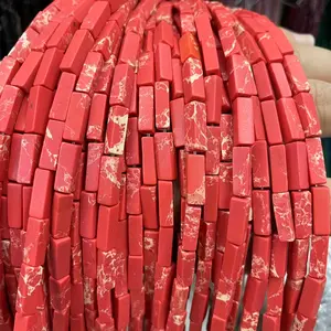 4x13mm Natural Red Emperor Stone Rectangular Loose Beads - Luxurious and exquisite spacer beads, suitable for DIY jewelry making, perfect for matching with bracelets, necklaces, earrings, anklets, pendants, and clothing accessories, ideal for holiday gift