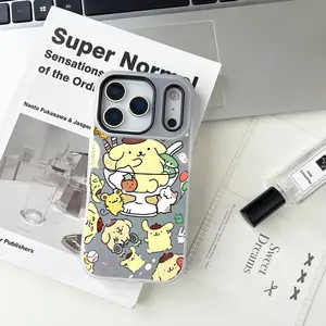 cute P-Pom pom Purin Phone Case For iPhone 17 16 15 14 13 12 11 Pro Max Air Plus Large-aperture Jelly Double-layer Frosted phone Case Luxury Fashion Cover