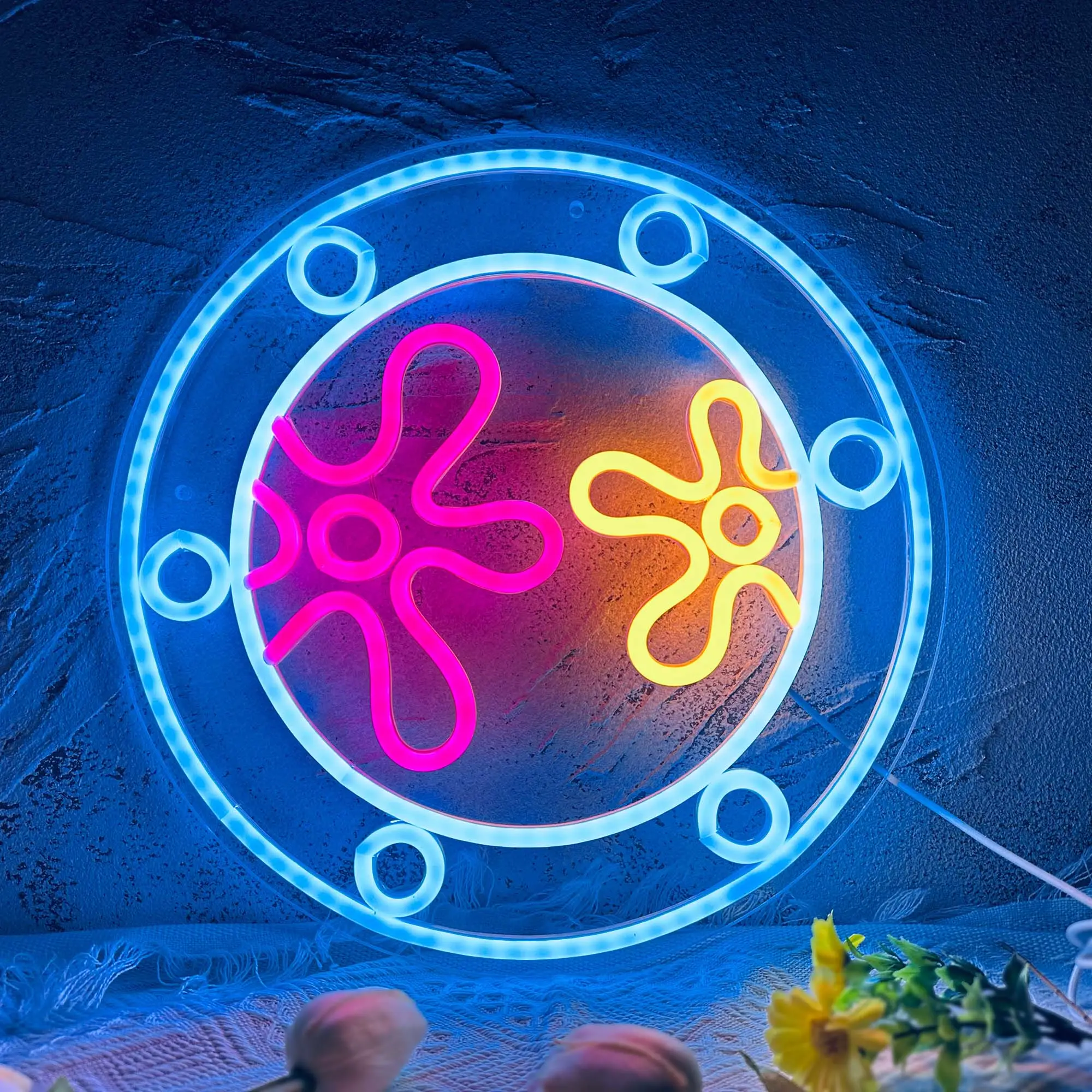 Ocean World Porthole Neon Lights, LED Under Sea Porthole Neon Signs for Wall Decor, Neon Light Sign Neon Room Decor, USB Night Light for Game Room Bed