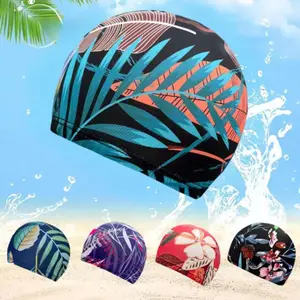 Swimming Cap for Long Hair Protection, Elastic Pleated Design, No Head Restriction, Unisex Sport Swimming Hat for Women and Men