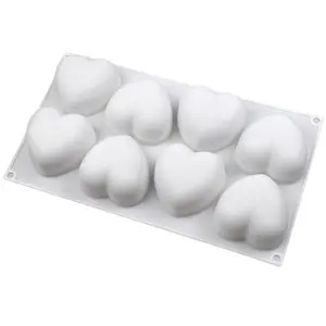 Heart-Shaped Silicone Mold, 3D Heart Mousse Chocolate Mold, 8-Hole Candy Jelly Mold, Ideal for Cakes, Desserts, Ice Cream, Valentine's Day