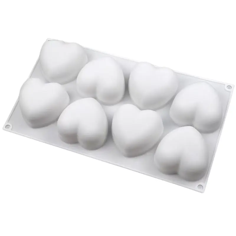 Heart-Shaped Silicone Mold, 3D Heart Mousse Chocolate Mold, 8-Hole Candy Jelly Mold, Ideal for Cakes, Desserts, Ice Cream, Valentine's Day