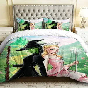 3PCS Duvet Cover Set, 1 Duvet+2 Pillowcases(Without filler), Witch Fantasy Magic Fairytale theme, Halloween bedding set, Decorative Duvet Suitable for decoration Bedroom, Guest Room, Dorm, Theme Party, Bed Sets Supplies