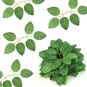 Artificial Green Leaves 40pcs/80pcs/120pcs Silk Fabric Rose Leaves for DIY Wedding Birthday Party Bridal Shower Bouquets Centerpieces Home Decorations Bulk Fake Greenery Decorative