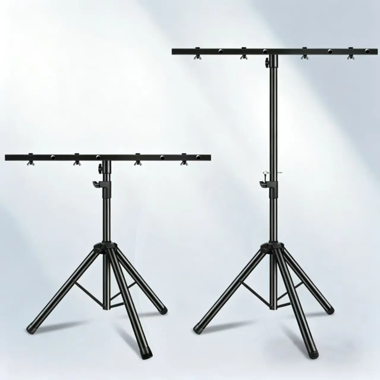 Adjustable Metal DJ Light Stand Tripod with Crossbar, Portable Heavy-Duty Stage Lighting Support for Par Lights, Ideal for Parties, Weddings