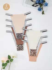 Women's Plain/leopard Print Seamless Panty, Breathable Soft Comfortable Knicker for Daily Wear, Women's Underwear for All Seasons