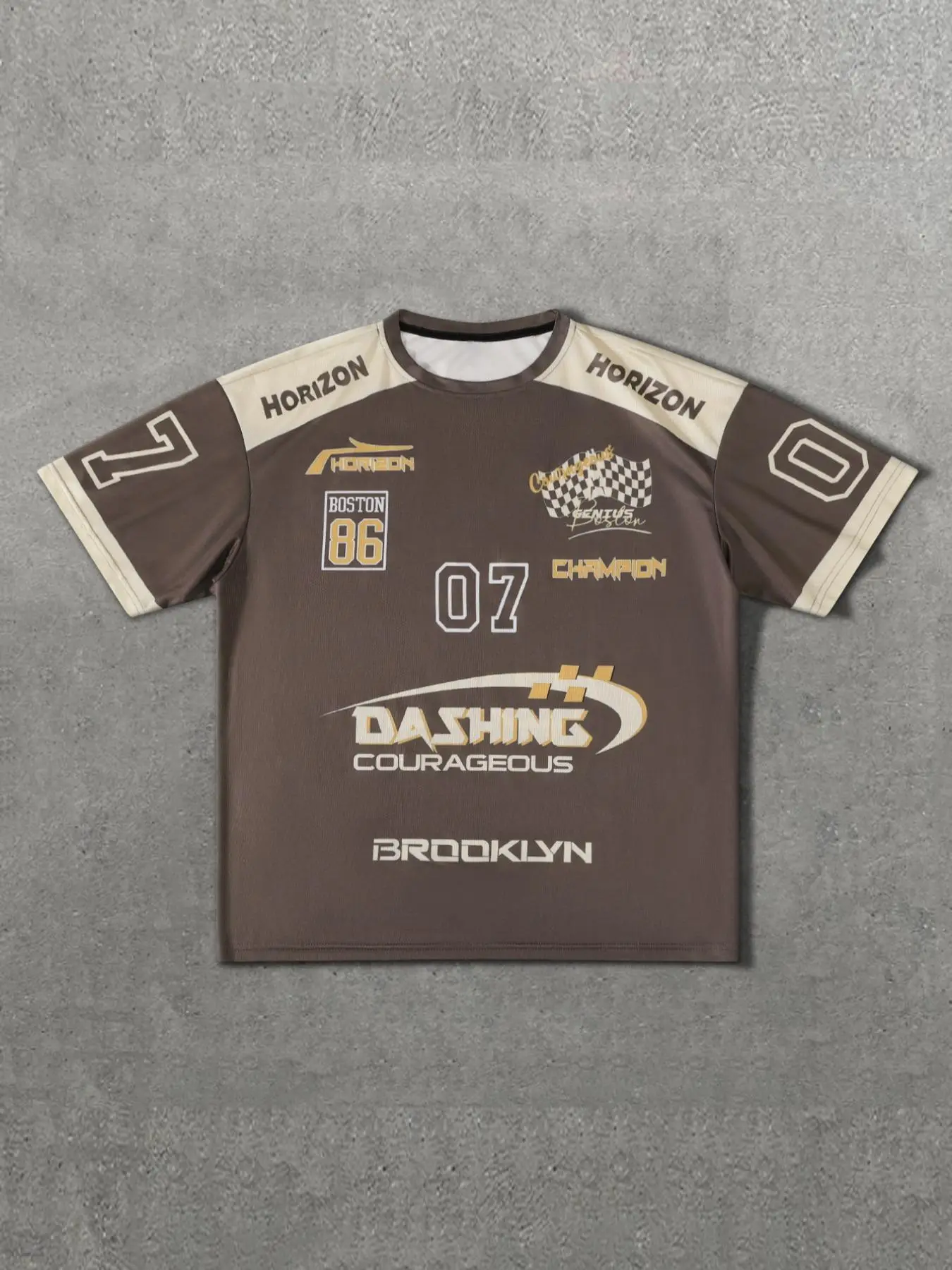 Men's Letter & Number Print Round Neck Tee, Regular Fit Vintage Patchwork Short Sleeve Crew Neck T-Shirt for Summer, Fashion Men's Top for Daily Wear