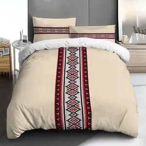 Three-piece bedding set - 2pcs/3pcs 2D Flat, red, black, white and diamond pattern duvet cover set (1 duvet cover + 1/2 pillowcases, no insert), multi-color printed bedding set, soft and comfortable, suitable for family bedrooms and guest rooms.
