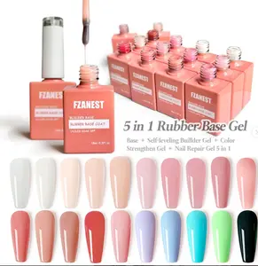 FZANEST Rubber Base Gel For Nails,Builder Gel Polish,Elastic Rubber Base Coat,Sheer Jelly Cream Color.Nail Strengthener Extension Gel in a Bottle 15ml