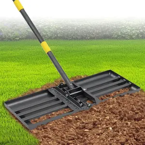 Heavy Duty Lawn Leveling Rake 30x10 with 72" Adjustable Handle - Commercial Grade Landscape Grading Tool, Foldable Yard Leveler for Soil Sand & Topdressing | Stainless Steel +  Design
