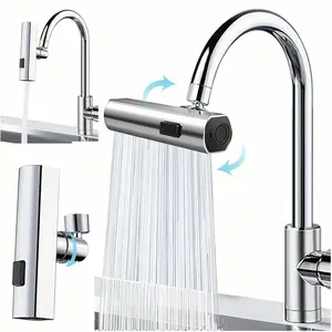 3-in-1 Contemporary Chrome Zinc Alloy Kitchen Faucet - 360° Swivel Spout, Touch-Controlled, Extender for Kitchen Sink, Vegetable Washing