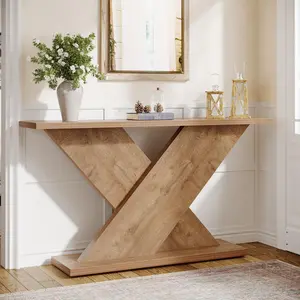 Tribesigns 63" Wooden Console Table for Entryway and Living Room, Farmhouse Style with Storage, Rustic Vintage Brown Couch Stand