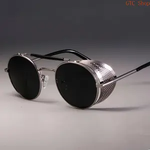Retro Round Metal Sunglasses for Men & Women, Classic Steampunk Brand Designer Style Shades with UV Protection, Lightweight Durable Oculos De Sol Eyewear for Daily Streetwear, Travel & Casual Fashion Wear summerwins