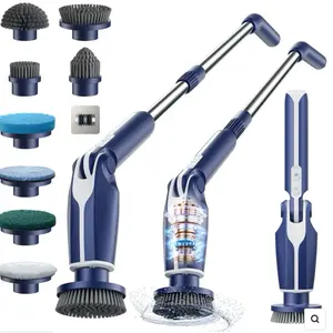Electric Spin Scrubber Upgraded Electric Scrubber For Cleaning Spin Scrubber With Long Handle & 8 Replaceable Brush Heads For Bathroom Fl