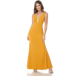 Lenovia 5270 Sleeveless Beaded Techno Crepe Evening Dress