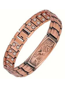 Men's Arthritis Relief Copper Bracelet with Gift Box, Magnetic Therapy, Carved Eagle Design, Adjustable Size, Durable, Ideal Gift for All Seasons