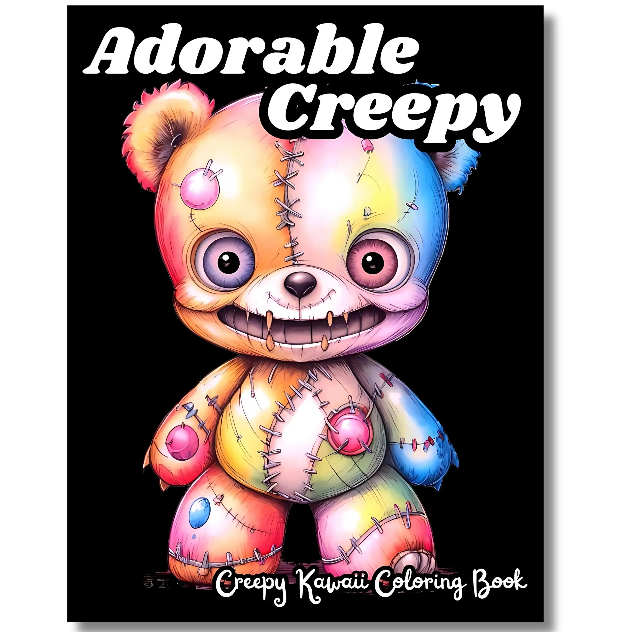 Unisex Halloween English Printed Paper Coloring Book - 90gr Paper, 8.5x11in, Spooky Gothic Cute Creatures, Monsters, Animals, Relaxation & Creativity Activity for All Skill Level Coloring Enthusiasts