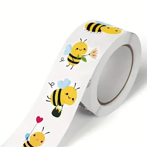 Spring Theme Irregular Bee Decorative Stickers, 2.5cm X 500pcs Per Roll, Perfect for Laptop Decoration, Unique Design