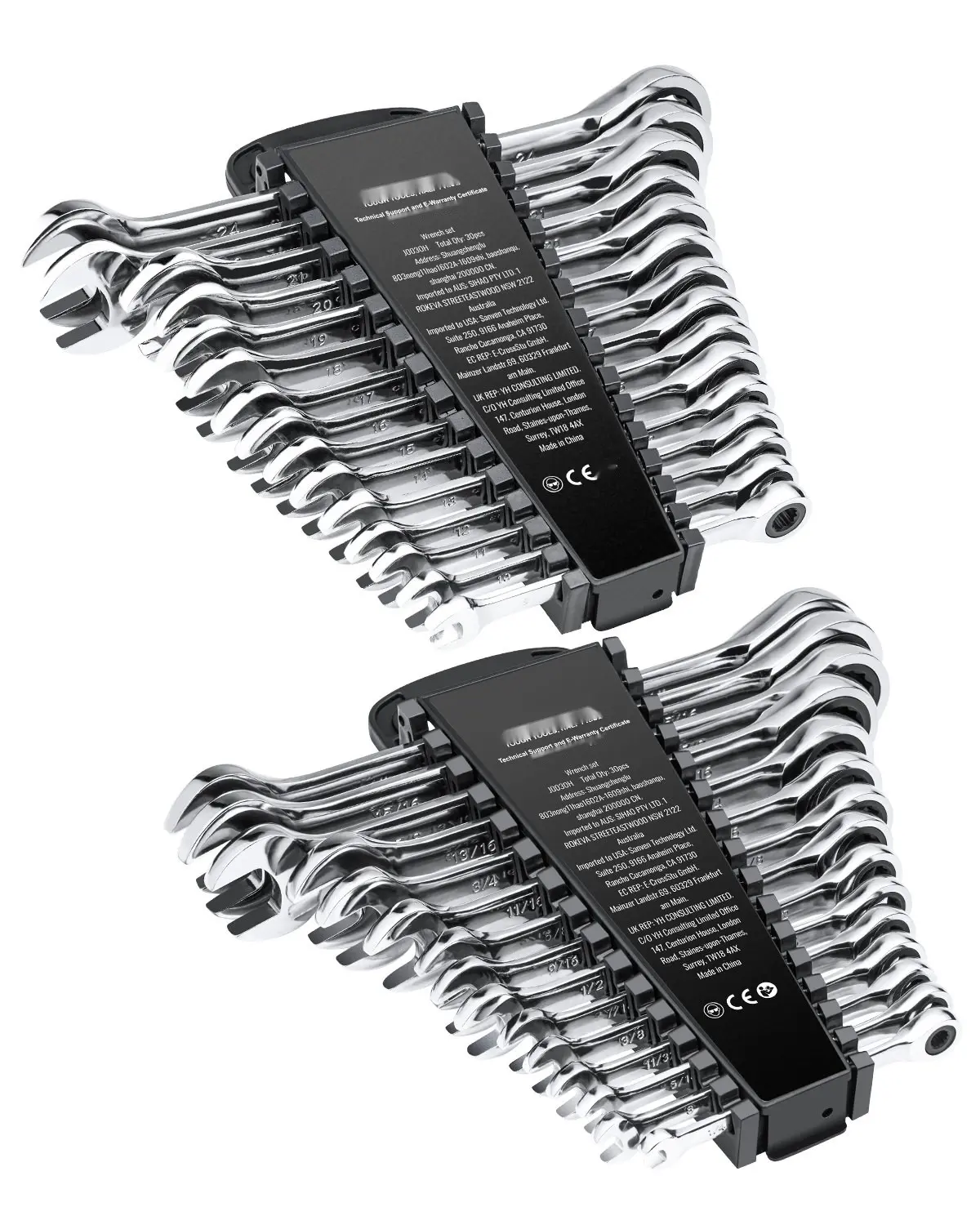 Combination Wrench Set 30-Piece SAE 1/4 Inch To 1 Inch And Metric 8mm To 24mm, Includes Organizer Rack, Chrome Vanadium Steel, Open End And Box End Wrenches, Home Garage Or Professional Shop Tool Kit