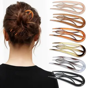 Hair Pins 6PCS French  Women Tortoise Shell French Pins Hair Large Hair Styling Pins Thin Thick Hair 3 Internal Teeth Hair Sticks Hair Pin Buns French Twist Pin Christmas Gifts