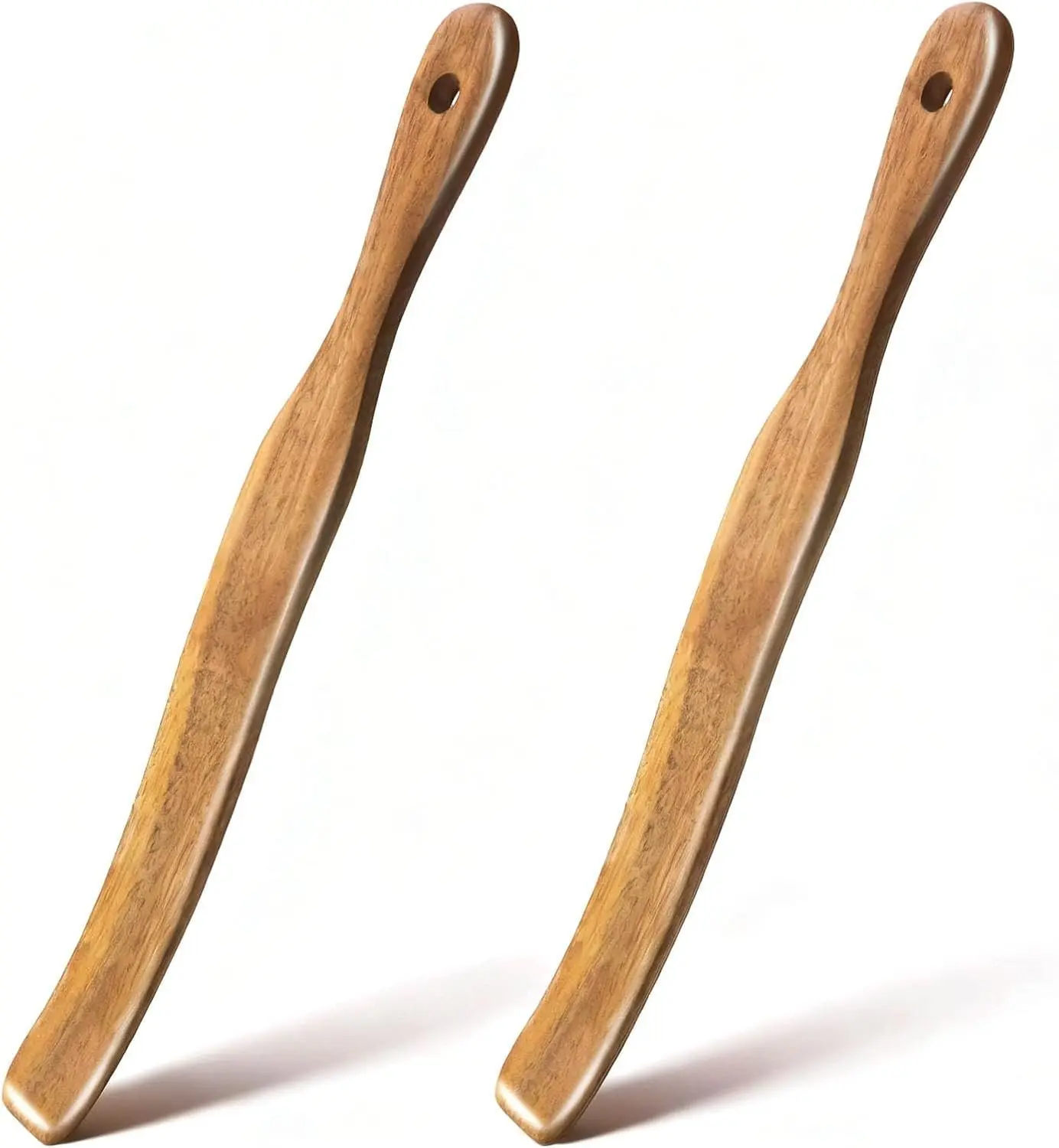 2 count Wooden Spurtle for Sourdough Starter, Mixing, Reaching Bottom of Jar, Dough Whisk, Long Handle Spatula, Kitchen Tools for NonStick Cookware, Baking & Cooking Utensils