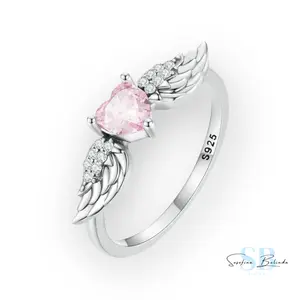 Pink Angel Heart Sterling Silver Ring