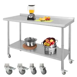 GARVEE NSF Stainless Steel Table for Prep & Work, 60" x 24" with Adjustable Undershelf, Commercial Heavy Duty Table for Restaurant, Home and Hotel