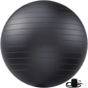 Durable Large Black Yoga Ball - Perfect for Fitness, Stability, and Exercise - Ideal for Home, Office, or Classroom - Includes Pump and Anti-Burst Design for Safe Workouts - 65cm Diameter