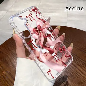 Magnetic Phone Case Compatible with Supports Wireless Charging Case for  Samsung Galaxy S23 Ultra S24 Plus FE S25 S22+ Ribbon Symphony Pattern Non-Yellowing Shockproof Clear Slim Protective Softcase Transparent Acrylic Large Hole Cover