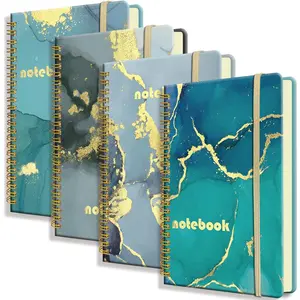 Marble A5 Spiral Notebook, 4 Pack 5.7x8.3" Hardcover Spiral Journals 160 Lined Pages Notebooks for Work, Cute Notebooks A5 Journal for Women,Journals for Study and Notes
