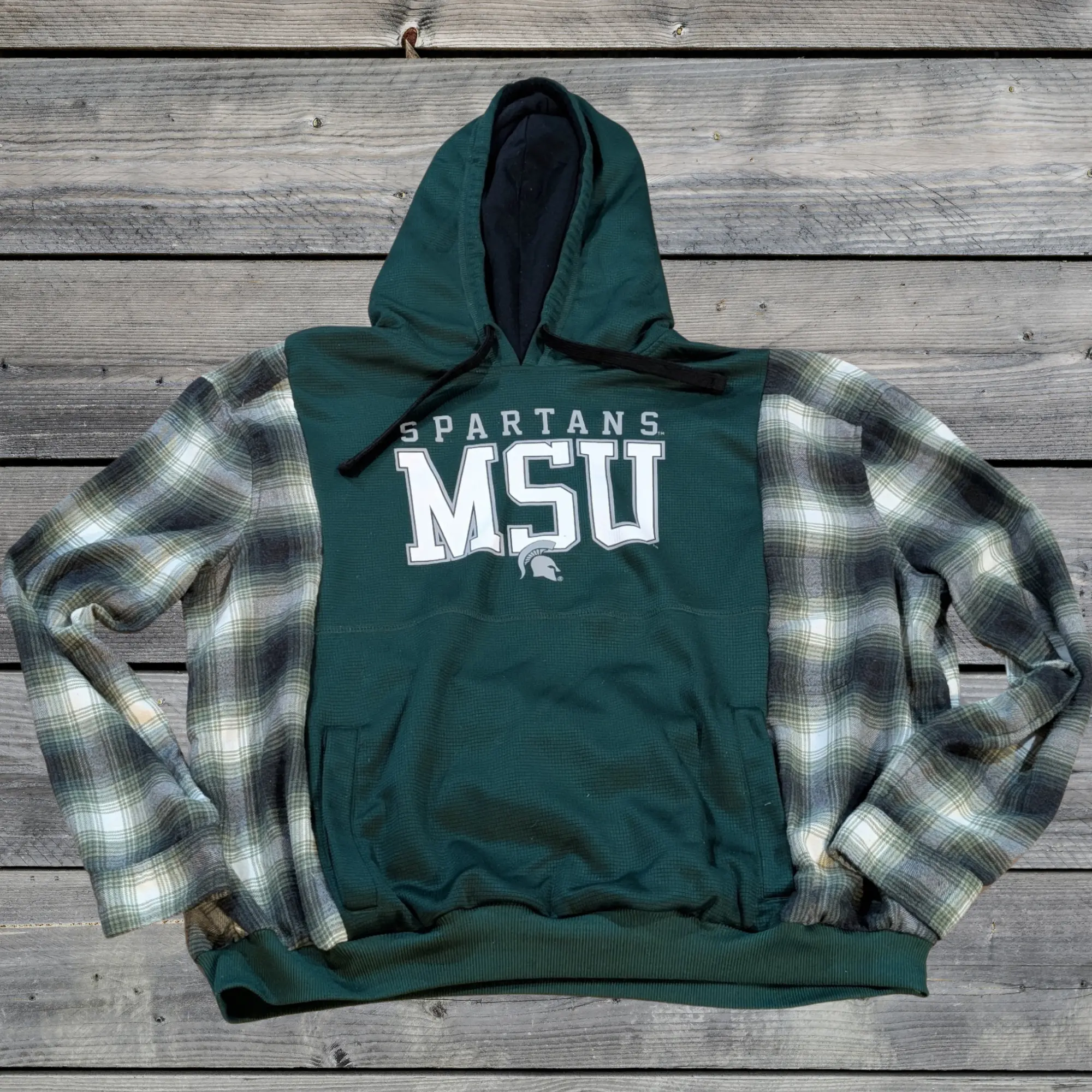 Upcycled MSU Flannel Sweatshirt