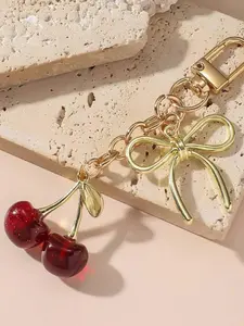 Cherry Keychain Kawaii Cute Bag Charm Women Leather Keyring Car Keys Gift Mother's Day Birthday Valentine's Purse Accessory,Perfect Christmas Gift