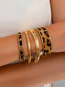 Luxury Leopard Print Bracelets Set, Multi-Layered Women's Bangles, Perfect for Parties, Events & Daily Wear, Romantic Gift Idea, Stackable Bracelets