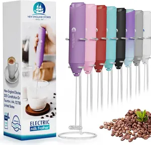 Powerful Milk Frother Mini Handheld Foam Maker for Coffee Whisk Drink , Cappuccino, Latte, Matcha, Hot Chocolate, With Stand, Light Purple