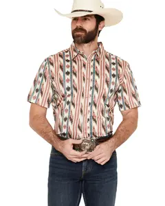 Rank 45 Men's 45&Reg; Carnival Southwestern Stripe Print Short Sleeve - Rmsu26w3-Crm