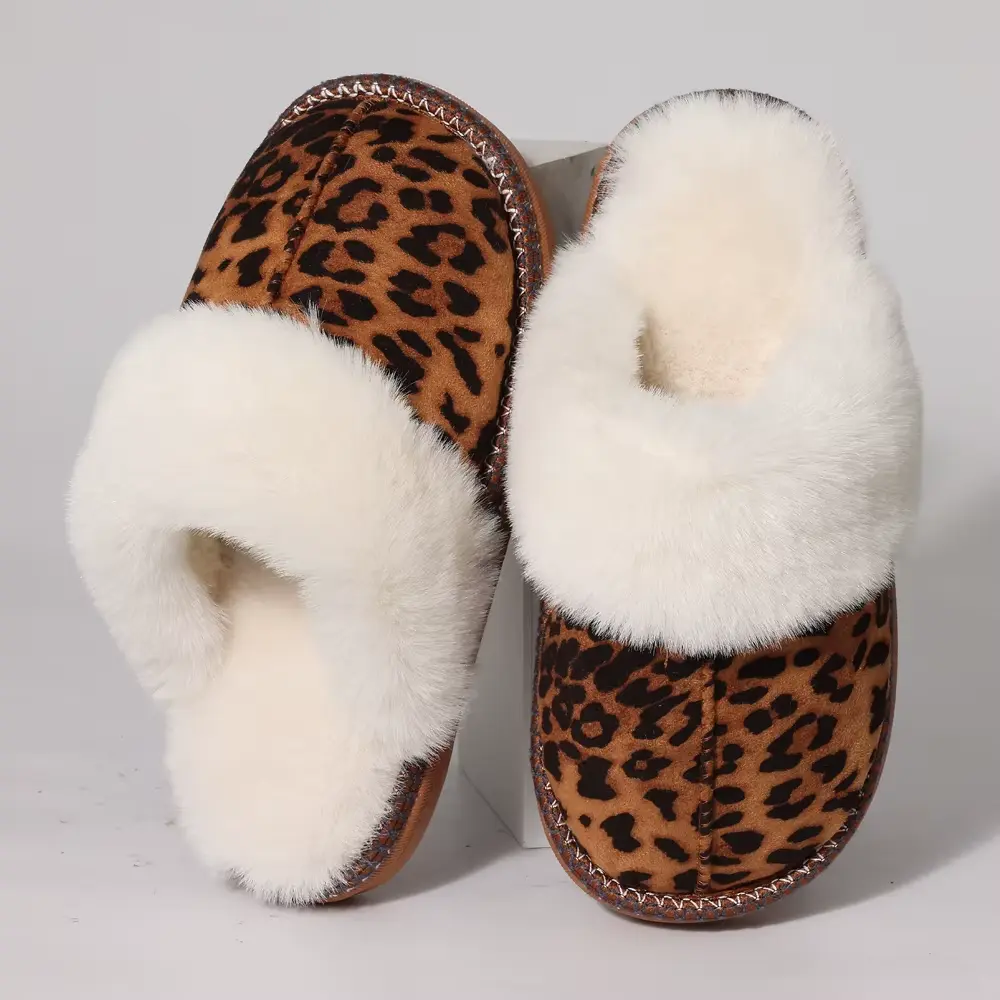 Fashion Fur Collar Fluffy Winter Slippers