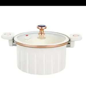 Roma 8L Large Capacity Soup Pot Non-Stick Double Ear Design with Glass Lid Micro Pressure Cookware for Home Use