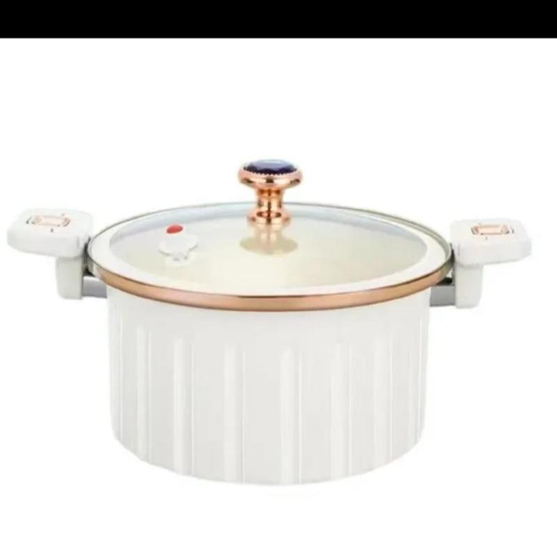 Roma 8L Large Capacity Soup Pot Non-Stick Double Ear Design with Glass Lid Micro Pressure Cookware for Home Use