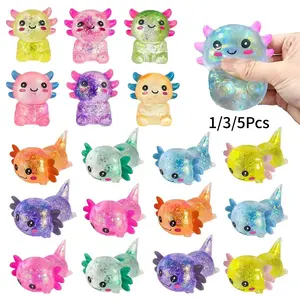 1/3/5 Counts Cute Axolotl Sugar Candy Slime Snail Soft Kawaii Squishy Toy, Random Color Stress Relief Toy, Slow Rebound Decompression Squeeze Toy, Party Gift, Anxiety Relief