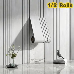 1/2 Rolls Retro Wood Grain 3D Grid Wallpaper with Self-Adhesive PVC Texture, Waterproof Peel and Stick Wall Decor for Living Room Bedroom Bathroom Office Home Renovation