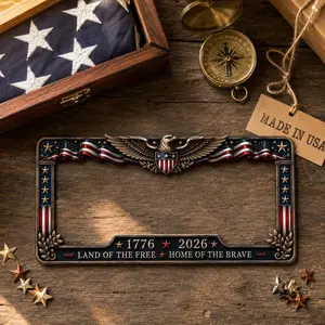 250th Anniversary Commemorative LicensePlate Frame - 1776-2026 Patriotic Car Accessory,Aluminum Vintage Frame,Patriotic Gift for Veterans