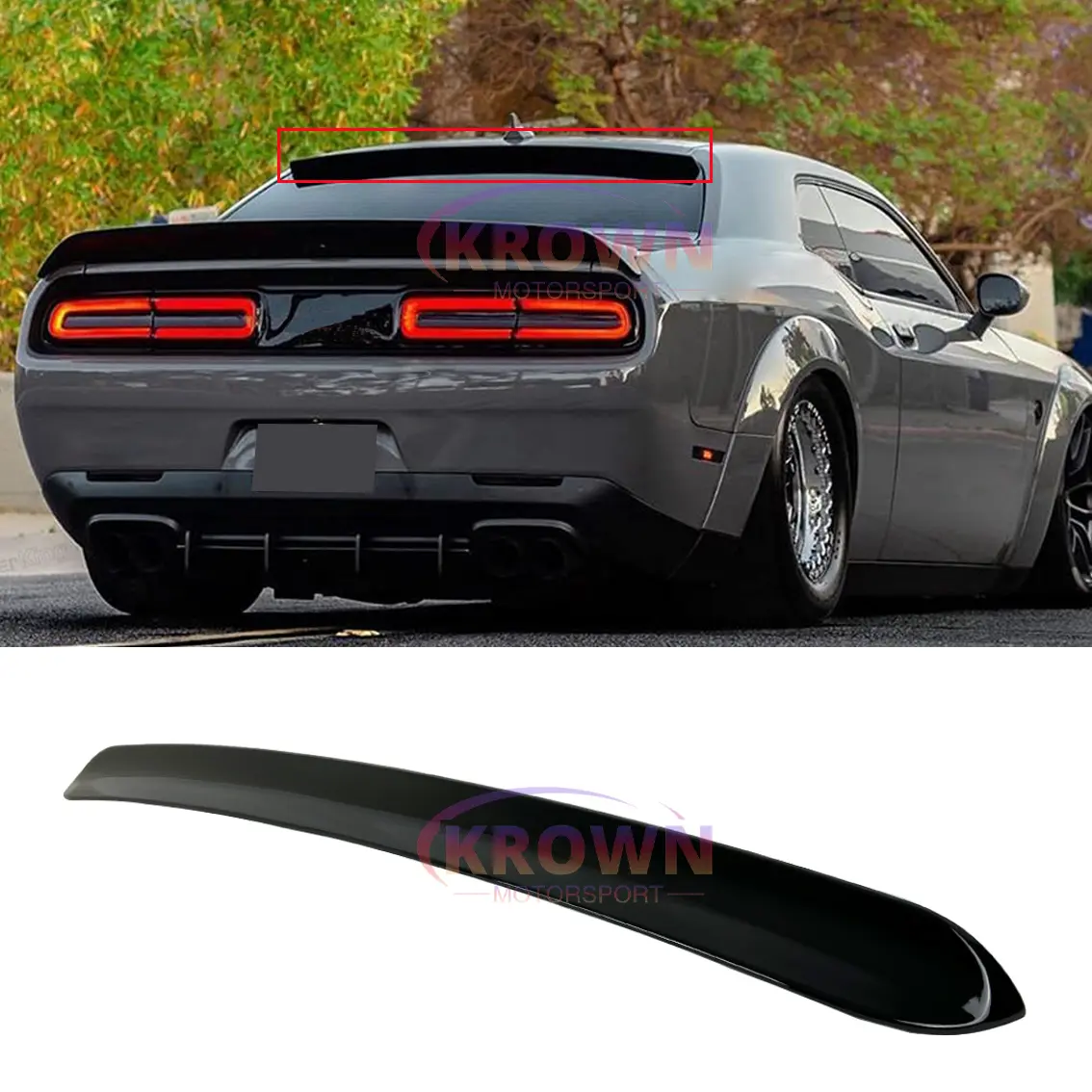 FITS 2008-2021 DODGE CHALLENGER GLOSSY BLACK DUCKBILL STYLE REAR ROOF SPOILER WING