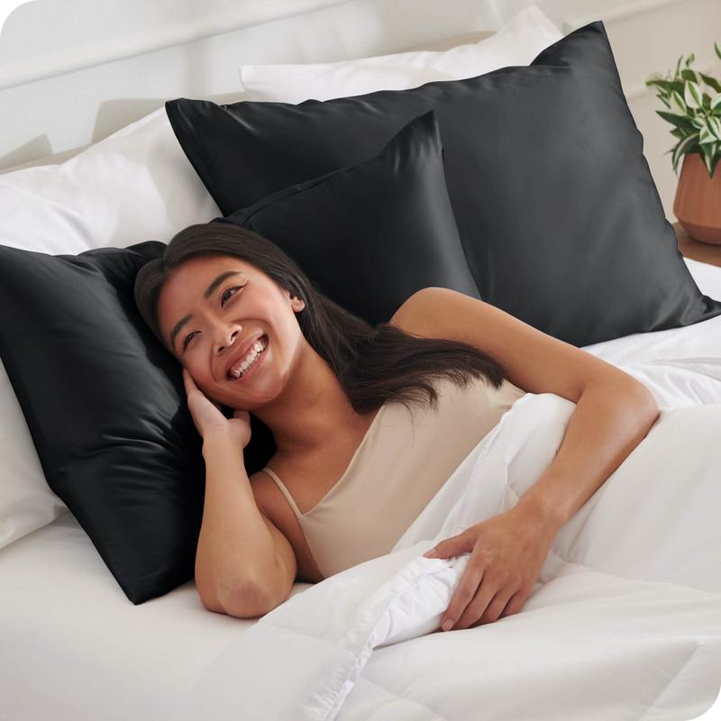 Bare Home Satin Pillowcase Set Zipper Closure
